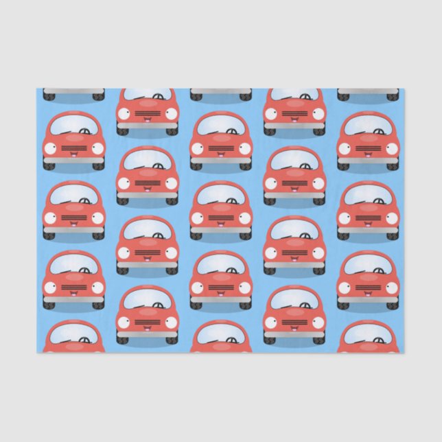 Cute kawaii cars cartoon illustration tissue paper (Front)