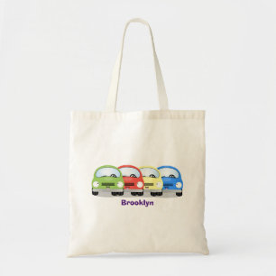 Cute kawaii cars cartoon illustration tote bag