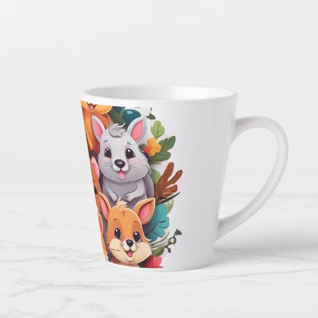 Cute Kawaii Cartoon Animals Collage Latte Mug (Right)