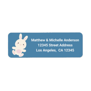 Cute Kawaii Cartoon Bunny Blue Return Address