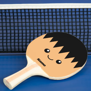 Cute kawaii cartoon face ping pong paddle design