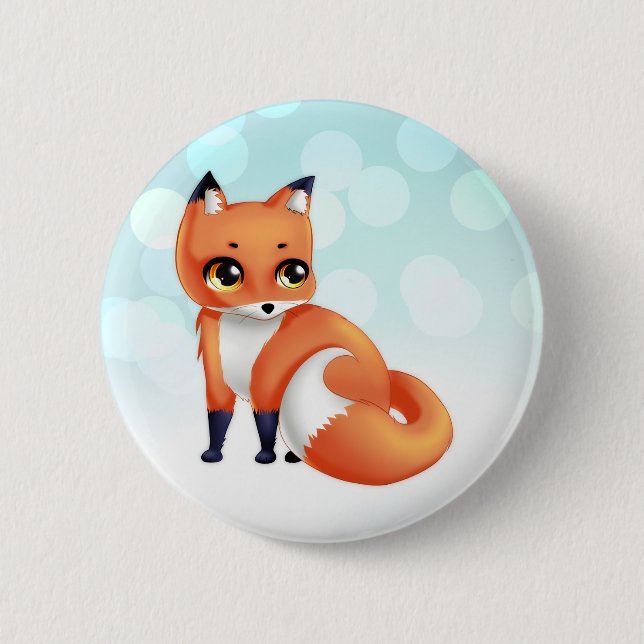 Cute Kawaii cartoon fox 6 Cm Round Badge (Front)