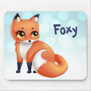 Cute Kawaii cartoon fox Mouse Mat