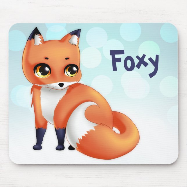 Cute Kawaii cartoon fox Mouse Mat (Front)
