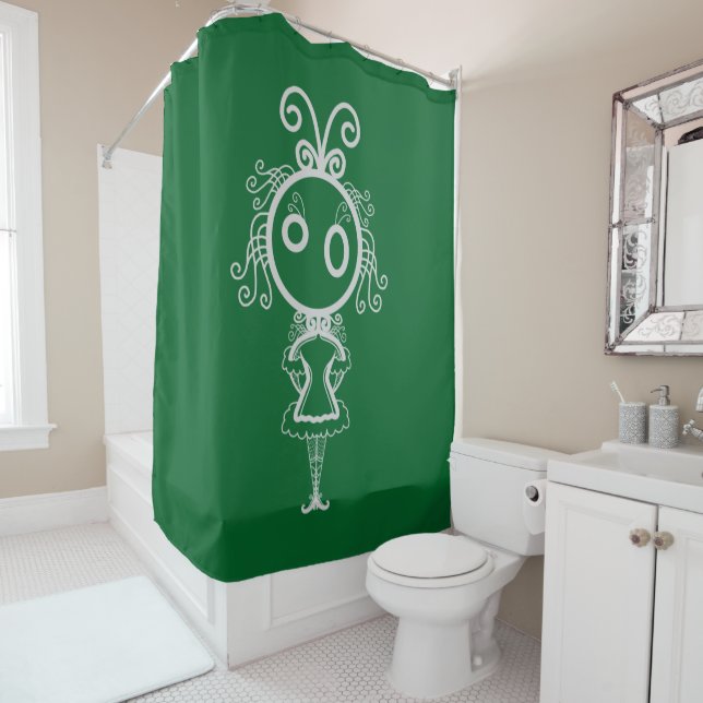 Cute Kawaii Cartoon Girl Shower Curtain (In Situ)