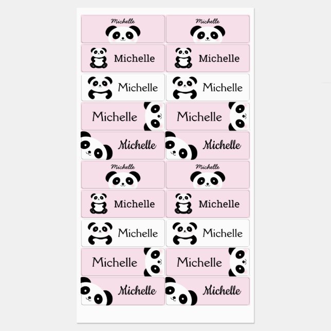 Cute Kawaii Cartoon Panda Bear Kids Personalised (Sheet)