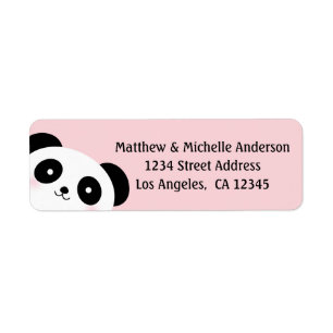 Cute Kawaii Cartoon Panda Bear Pink Address