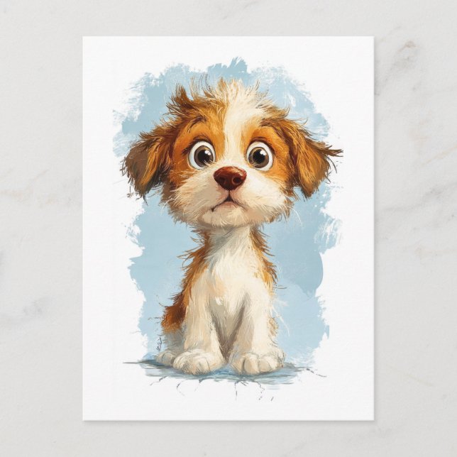 Cute Kawaii Cartoon Puppy Postcard (Front)