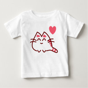 Cute Kawaii Cat and Heart Baby T-Shirt