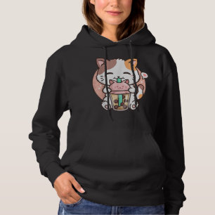 Cute Kawaii Cat Boba Bubble Milk Tea Anime Neko Ki Hoodie