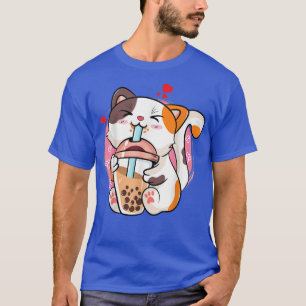 Cute Kawaii Cat Boba Bubble Milk Tea Anime Neko Ki T-Shirt