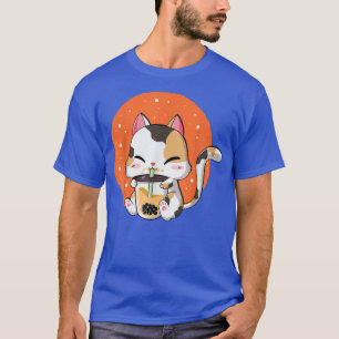 Cute Kawaii Cat Boba Bubble Milk Tea Anime Neko Ki T-Shirt