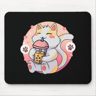 Cute Kawaii Cat Boba Tea Anime Kitten Gift Kids Gi Mouse Mat