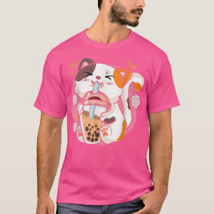Cute Kawaii Cat Boba Tea Bubble Tea Anime Women Gi T-Shirt