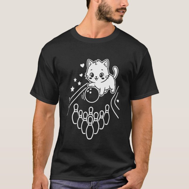 Cute Kawaii Cat Bowling Long Sleeve T-Shirt (Front)