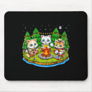 Cute Kawaii Cat Camping Nature Campfire Outdoors H Mouse Mat