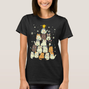 cute kawaii cat christmas tree T-Shirt
