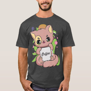 Cute Kawaii Cat Coffee Moka Chibi Anime Neko Kanji T-Shirt