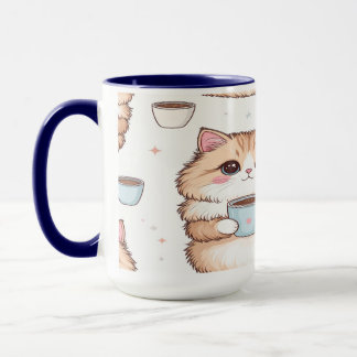 Cute Kawaii Cat Coffee Mug - Cat Lover Gift - Pers