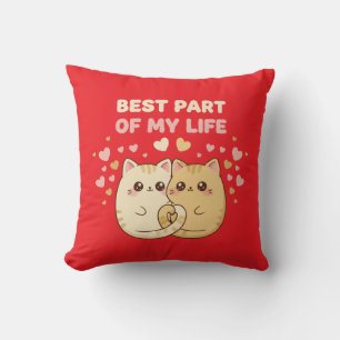 Cute Kawaii Cat Couple in Love Best Part Cushion