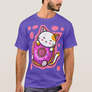 Cute Kawaii Cat Donut Japanese Anime Women or Girl T-Shirt