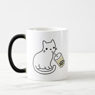 Cute Kawaii Cat Drinking Boba Milk Tea Magic Mug