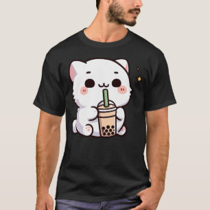 Cute Kawaii Cat Drinking Boba Tea T-Shirt