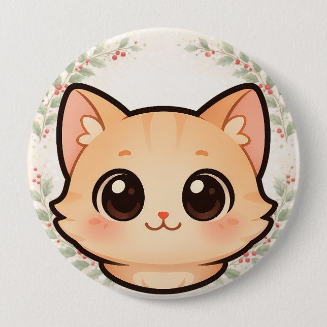 Cute Kawaii Cat Face Button (Front)