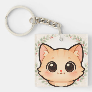 Cute Kawaii Cat Face Keychain