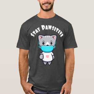 Cute Kawaii Cat Face Mask Pawsitive Kitty T-Shirt