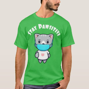 Cute Kawaii Cat Face Mask Pawsitive Kitty T-Shirt