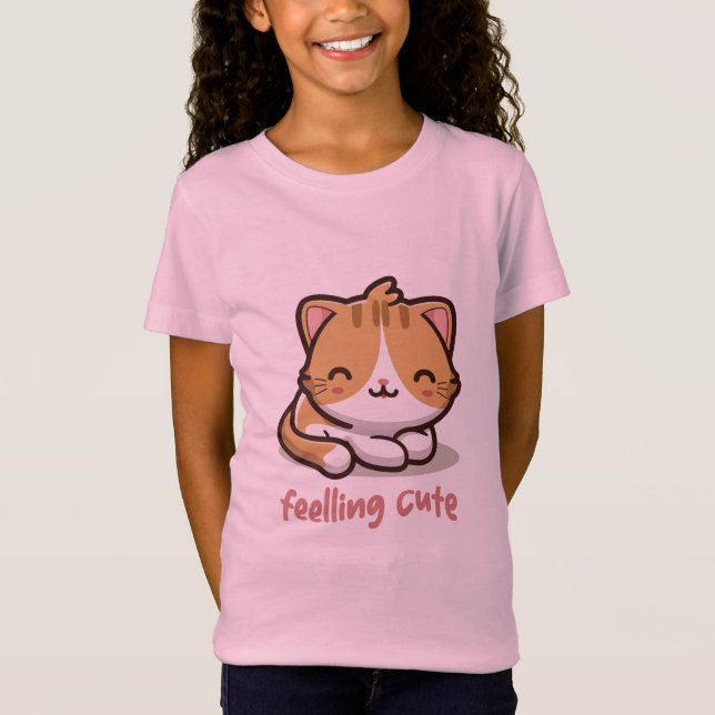 Cute Kawaii Cat Feeling Cute T-Shirt (Front)