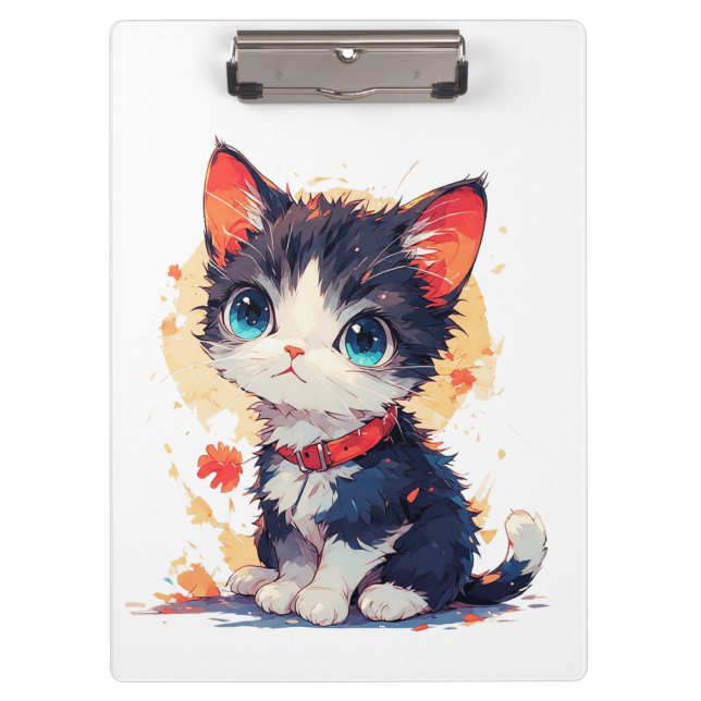 Cute Kawaii Cat for Cat Lovers Clipboard (Front)