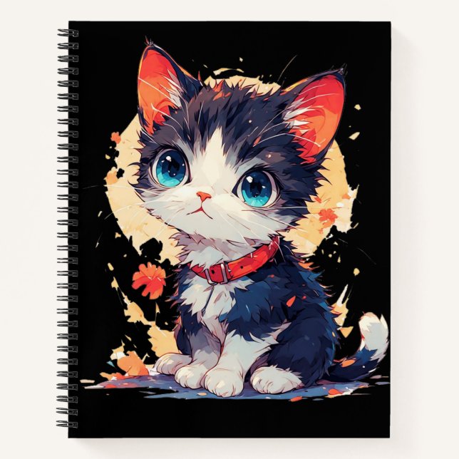 Cute Kawaii Cat for Cat Lovers Spiral Notebook (Front)