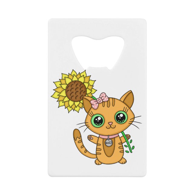 Cute Kawaii Cat Holding Flower (Front)
