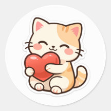 Cute Kawaii Cat Holding Heart – Adorable Love 