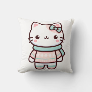 Cute Kawaii Cat in Sweater Cushion