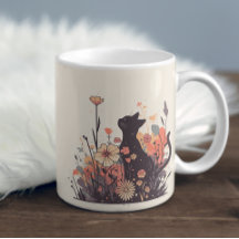 Cute Kawaii Cat in the Field Full of Flowers