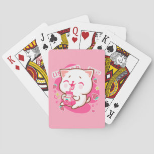 Cute Kawaii Cat Japanese Strawberry Milk Playing Cards