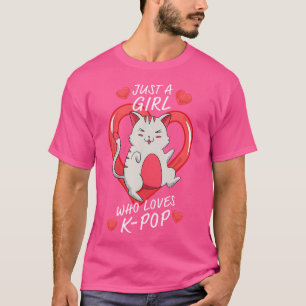 Cute Kawaii Cat Just A Girl Who Loves K-Pop Korean T-Shirt