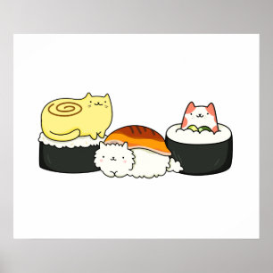 Cute Kawaii Cat-lifornia Sushi Roll Poster