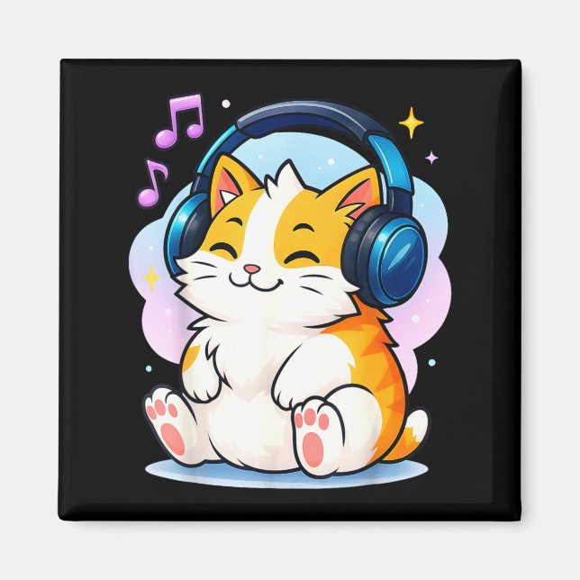 Cute Kawaii Cat Neko Funny Music Kitten Lover K-p  Magnet (Front)