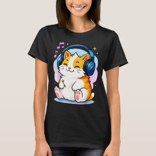 Cute Kawaii Cat Neko Funny Music Kitten Lover K-p  T-Shirt