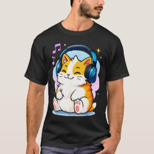 Cute Kawaii Cat Neko Funny Music Kitten Lover K-p  T-Shirt