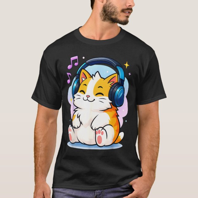 Cute Kawaii Cat Neko Funny Music Kitten Lover K-p  T-Shirt (Front)