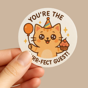 Cute kawaii Cat Party Thank You round stickers