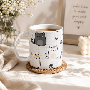 Cute Kawaii Cat Pattern Coffee Mug