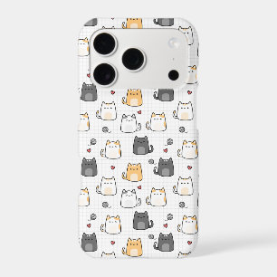 Cute Kawaii Cat Pattern Phone Case Minimalist Cat