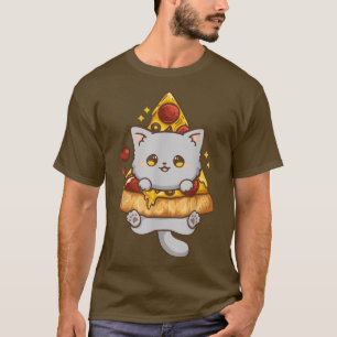 Cute Kawaii Cat Pizza Anime T-Shirt