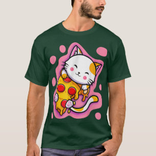 Cute Kawaii Cat Pizza Japanese Anime Women or Girl T-Shirt